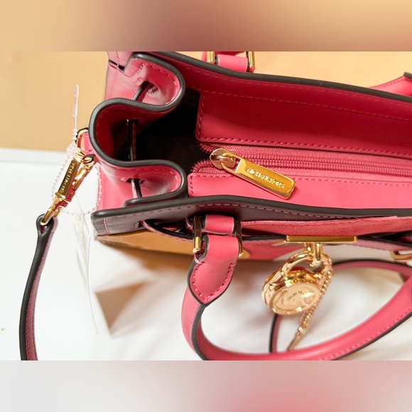 Michael Kors Hamilton Small Satchel Shoulder Bag Graphic Logo Light Berry Multi - Picture 10 of 13